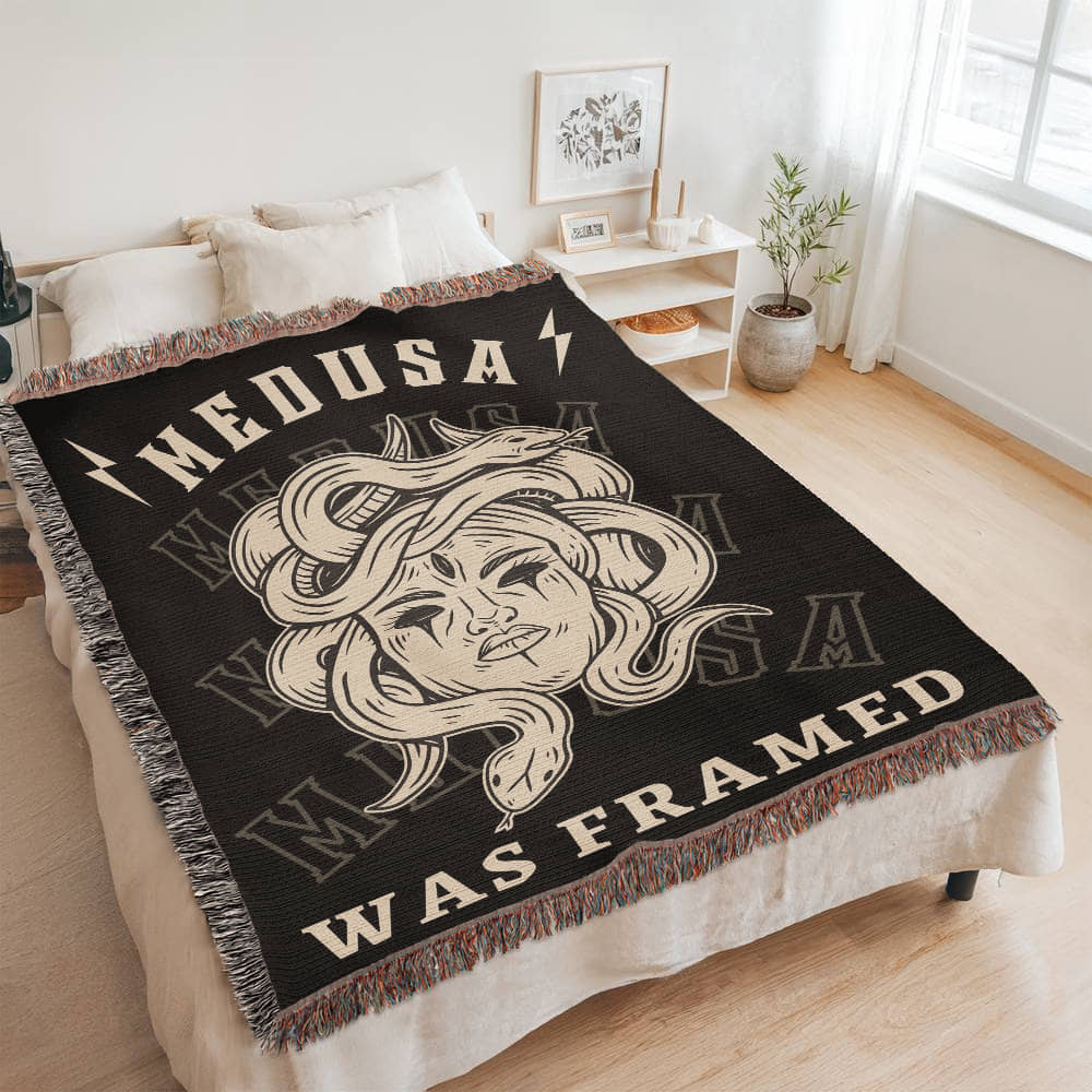 MEDUSA was Framed Woven Heirloom Blanket Friend Gift for Woman Feminist Strength BFF Best Friend Empowerment Throw 3 Sizes