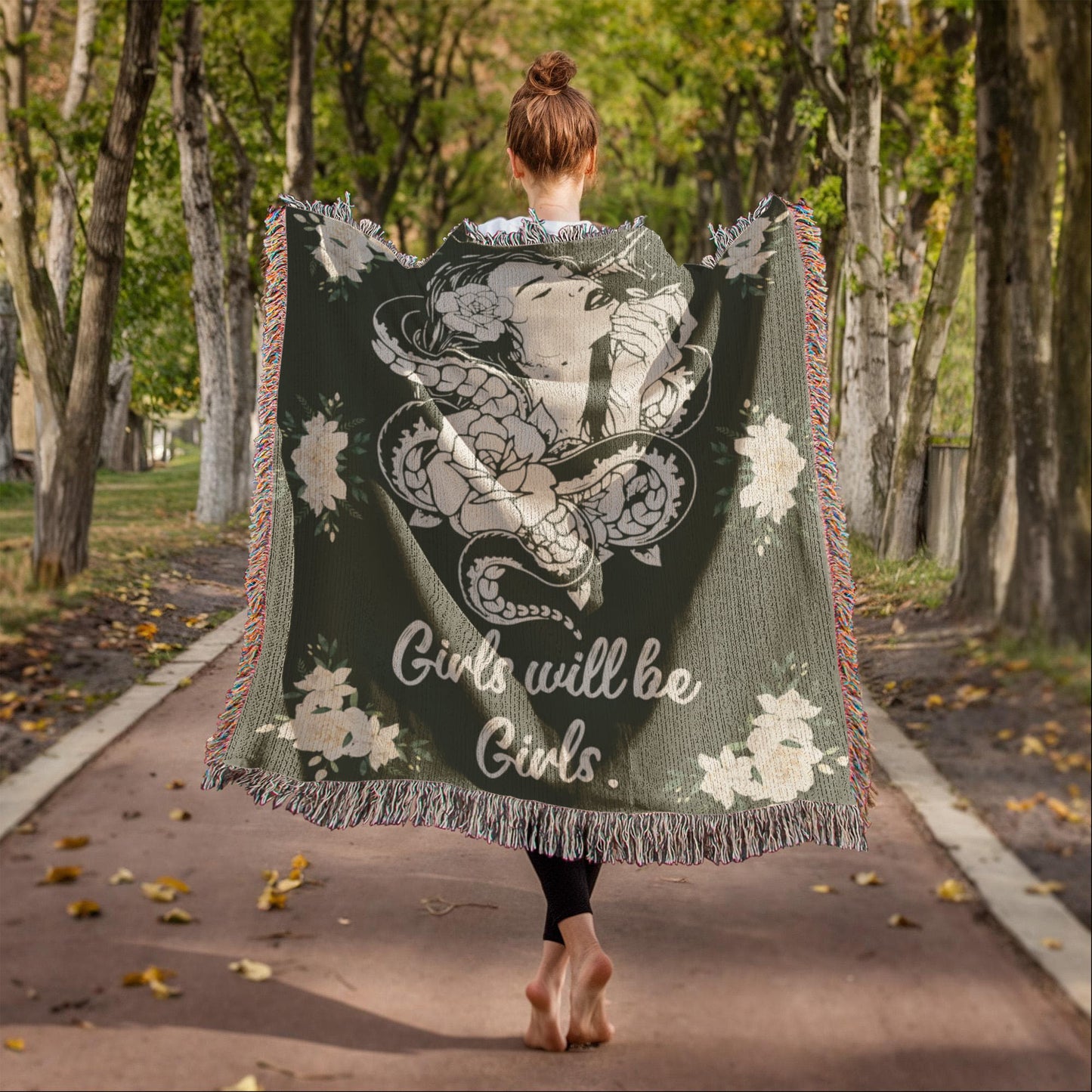 MEDUSA Girls will be Girls Woven Heirloom Blanket Comfort Color Friend Gift for Woman Feminist Strength BFF Best Friend Empowerment Throw