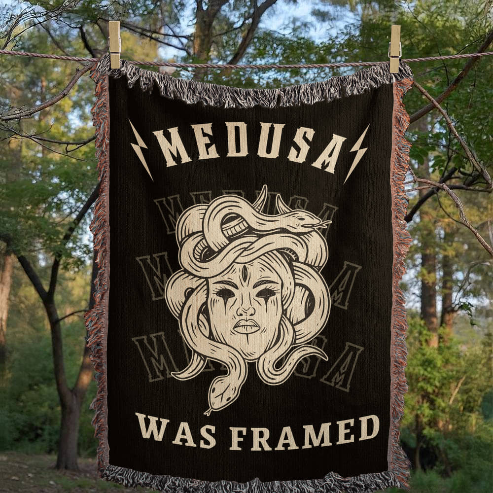 MEDUSA was Framed Woven Heirloom Blanket Friend Gift for Woman Feminist Strength BFF Best Friend Empowerment Throw 3 Sizes