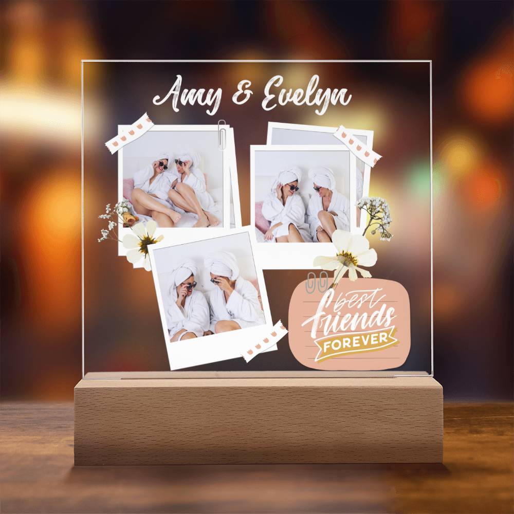 Besties Personalized Photos Forever Gift | Friend, BFF Custom Birthday Christmas Present | Add Your Names & Pictures Best Friend Love
