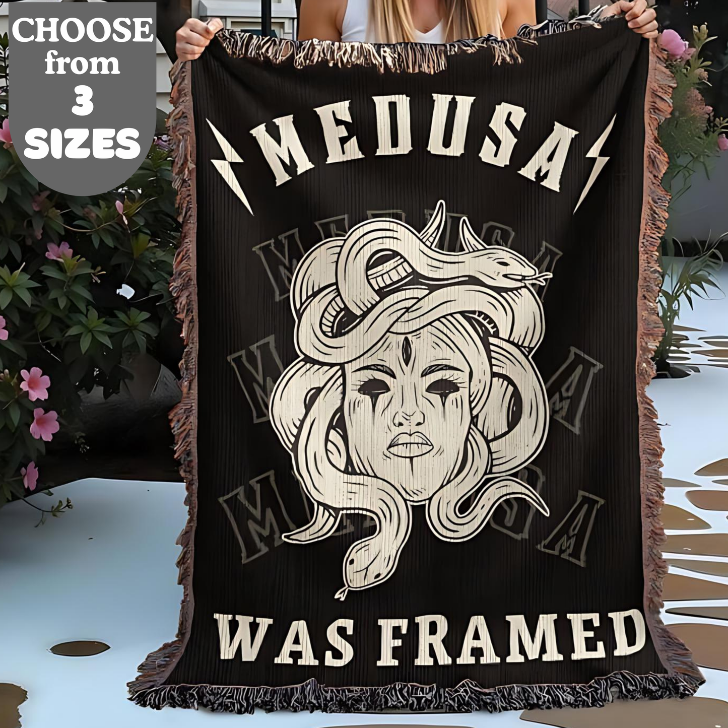 MEDUSA was Framed Woven Heirloom Blanket Friend Gift for Woman Feminist Strength BFF Best Friend Empowerment Throw 3 Sizes