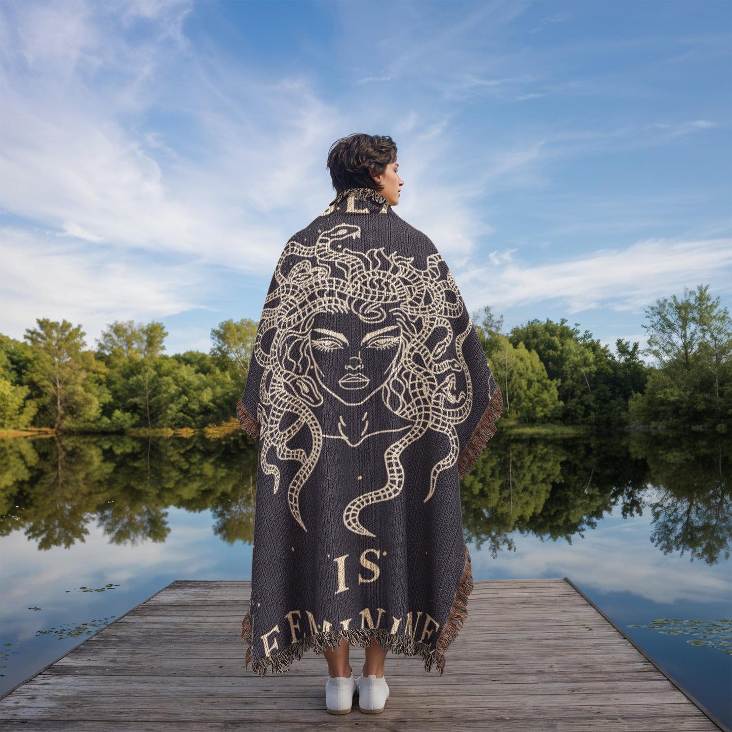 MEDUSA Vengeance is Feminine Woven Heirloom Blanket Friend Gift for Woman Feminist Strength BFF Best Friend Empowerment Throw 3 Sizes