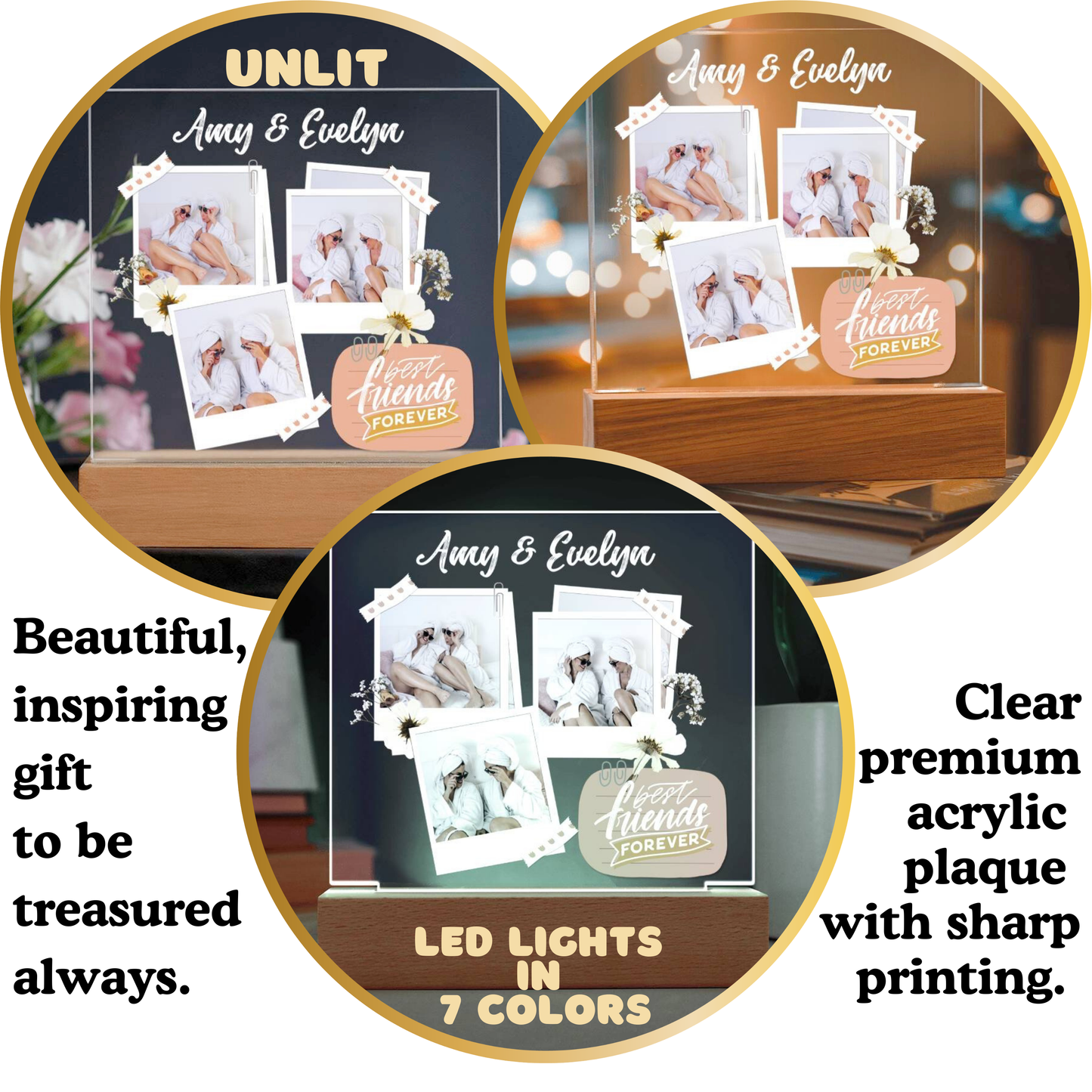 Besties Personalized Photos Forever Gift | Friend, BFF Custom Birthday Christmas Present | Add Your Names & Pictures Best Friend Love
