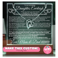 To OUR Amazing Daughter Lit Personalized Keepsake & Necklace Gift Bundle