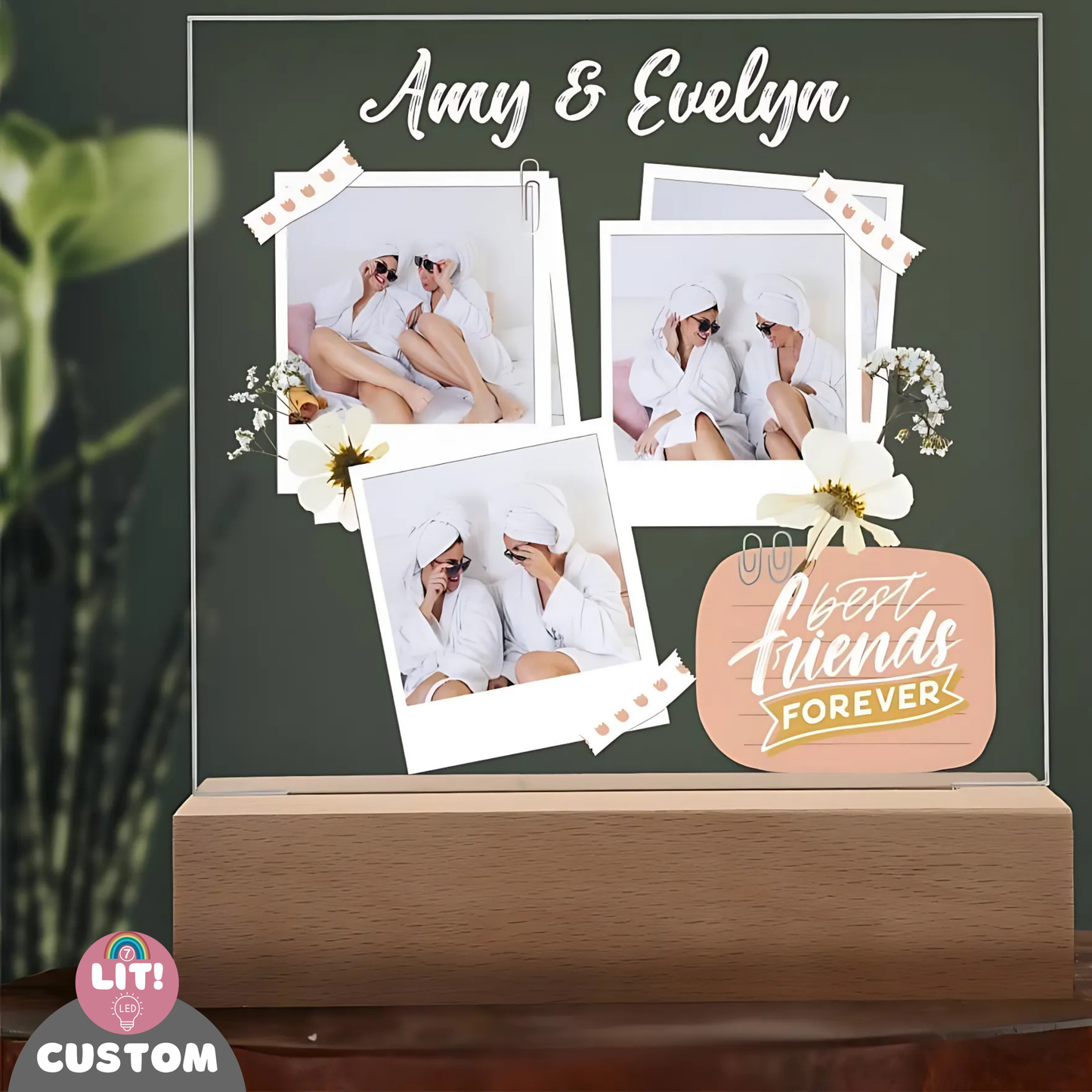 Besties Personalized Photos Forever Gift | Friend, BFF Custom Birthday Christmas Present | Add Your Names & Pictures Best Friend Love