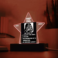 Keepsake Star LED Light - James Earl Jones In Memorium The voice of: a galaxy far away. a villain.the imagination of a . generation.an enduring legacy