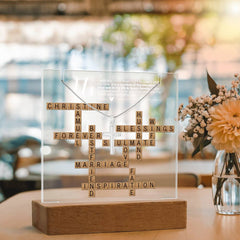 Husband Crossword Lit Keepsake and Cross Necklace Bundle