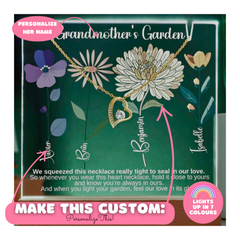 Grandmother’s Garden Custom Flower Keepsake Plaque & Necklace Gift Bundle