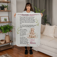 PERSONALIZED To My Daughter from Mom or Dad (or other) Fleece Blanket, New journey message of love, blanket hug