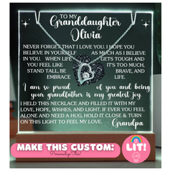 Granddaughter Custom Lit Keepsake Message Plaque & Necklace Gift Bundle