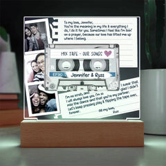 Mix Tape for your Love. Our Songs Personalized Acrylic Square Plaque.