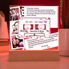 Mix Tape for your Love. Our Songs Personalized Acrylic Square Plaque.