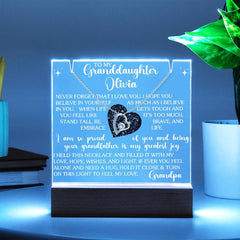 Granddaughter Custom Lit Keepsake Message Plaque & Necklace Gift Bundle