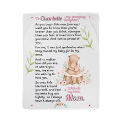 PERSONALIZED To My Daughter from Mom or Dad (or other) Fleece Blanket, New journey message of love, blanket hug