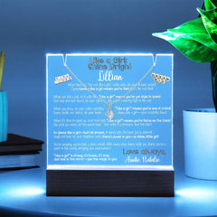 Like a Girl Lit Personalized Keepsake Message & Alluring Beauty Necklace Gift Bundle