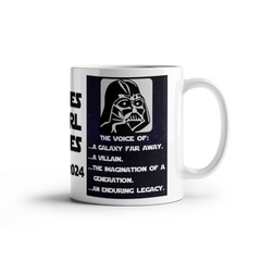 Mug (11oz)- James Earl Jones Commemoration The voice of: ...a galaxy far away. ...a villain. ...the imagination of a . generation. ...an enduring legacy. White Ceramic.