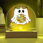 Personalized & Lit Happy Halloween from YOUR FAMILY NAME Ghost Disco Light Sign