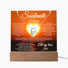 To my Soulmate PERSONALIZE Names: Forever Love Necklace (White or Yellow Gold) & Personalized Keepsake Light w Heart Sunset.