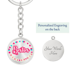 Besties Ride or Die Personalized Graphic Circle Keychain