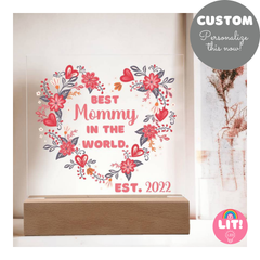 Personalized Best Mommy in the World Keepsake Plaque | Heart of Flowers