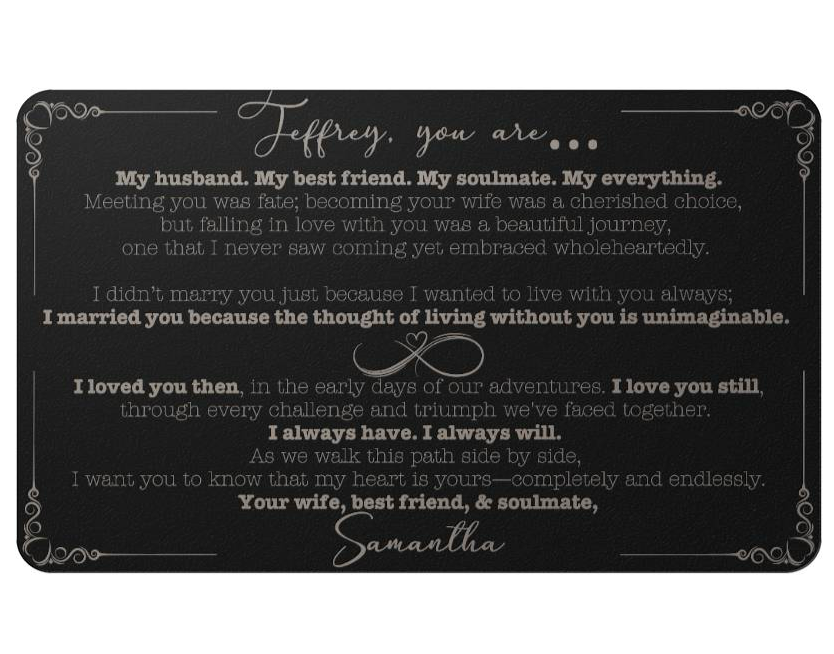 To my Husband Engraved Wallet Card - Love Always Message