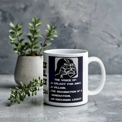 Mug (11oz)- James Earl Jones Commemoration The voice of: ...a galaxy far away. ...a villain. ...the imagination of a . generation. ...an enduring legacy. White Ceramic.