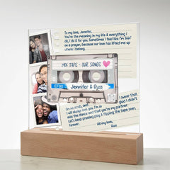 Mix Tape for your Love. Our Songs Personalized Acrylic Square Plaque.