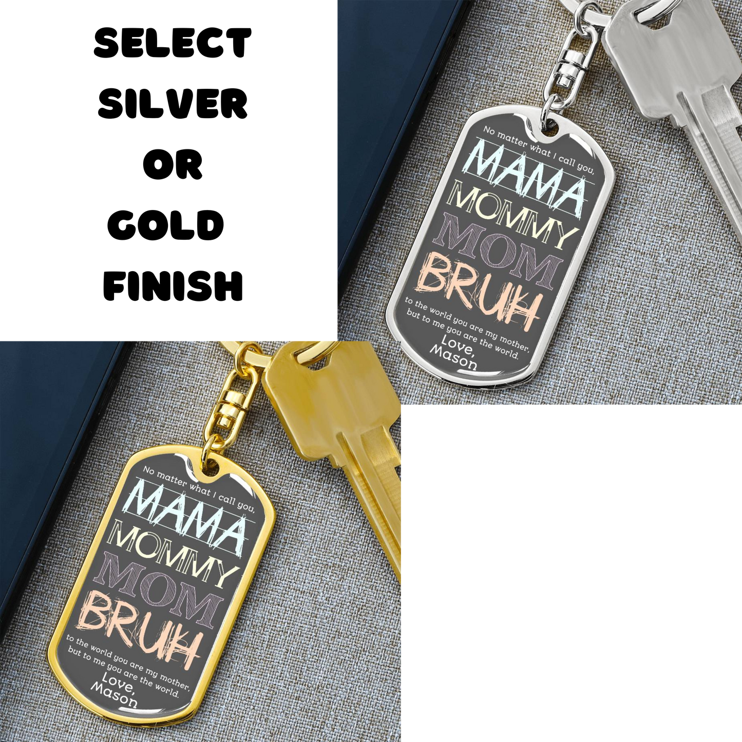 To Mom from Son | Mama Mummy Mom Bruh | Tween Teen Boy Mom Gift | Personalized Keychain, Engraving Option| Mother’s Day| Birthday from Kid