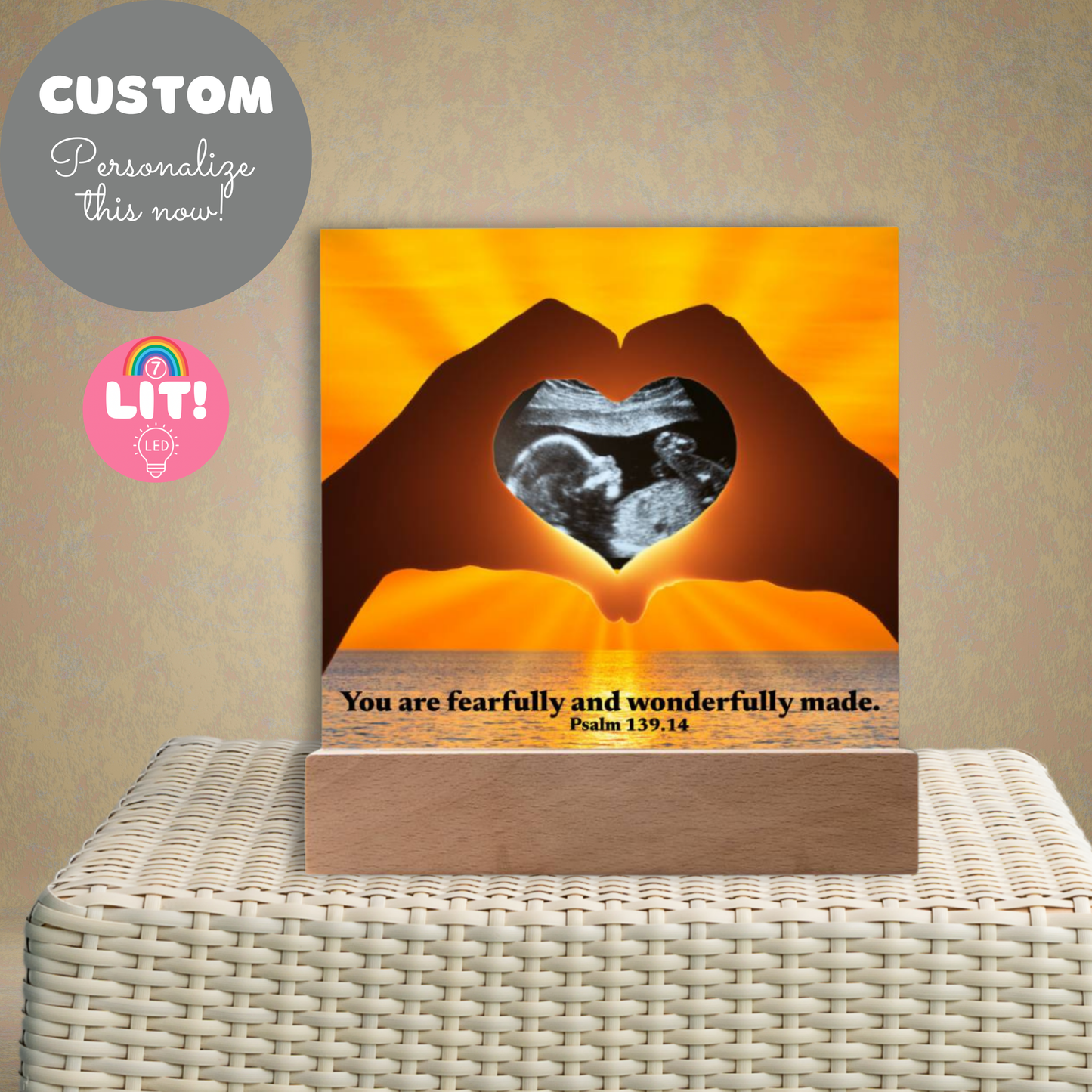 For Mom to Be or Baby| Wonderfully Made Psalm 139.14 Personalized Scan Sonogram Ultrasound Pic | Christian Gift Mother’s Day, Baby Shower, Christmas