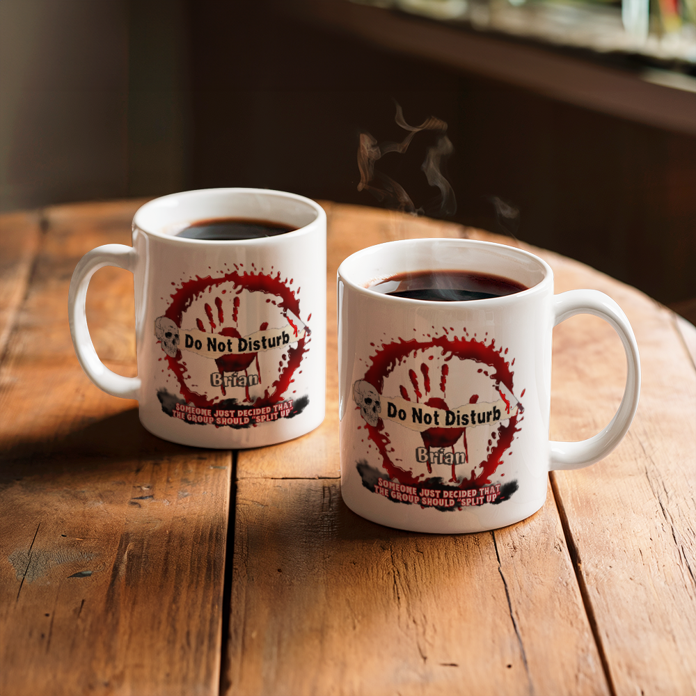 Personalize this today for the Halloween-Horror Movie-Book Lover in your life - Do Not Disturb Bloody Ceramic Mug