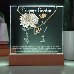 Grandmother’s Garden Custom Flower Keepsake Plaque & Necklace Gift Bundle