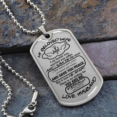 Wife Memorial Dog Tag Necklace, Memoriam Jewelry, Gift for Husband, Memorial Keepsake, Sympathy Jewelry, Tribute Necklace, Personalized Memorial