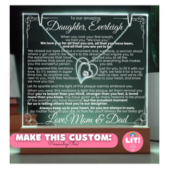 To OUR Amazing Daughter Lit Personalized Keepsake & Necklace Gift Bundle