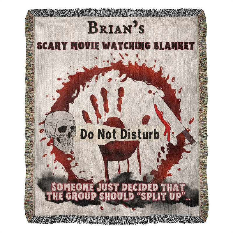 Personalize this today for the Halloween-Horror Movie Lover in your life - Do Not Disturb Bloody Bloody Woven Blanket Throw