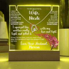 To my Wife Custom Keepsake Plaque & Necklace Gift Bundle