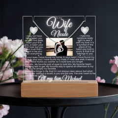 To my Wife Custom Photo Keepsake Plaque & Necklace Gift Bundle