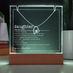 Daughter Definition Custom Lit Keepsake & Necklace Gift Bundle