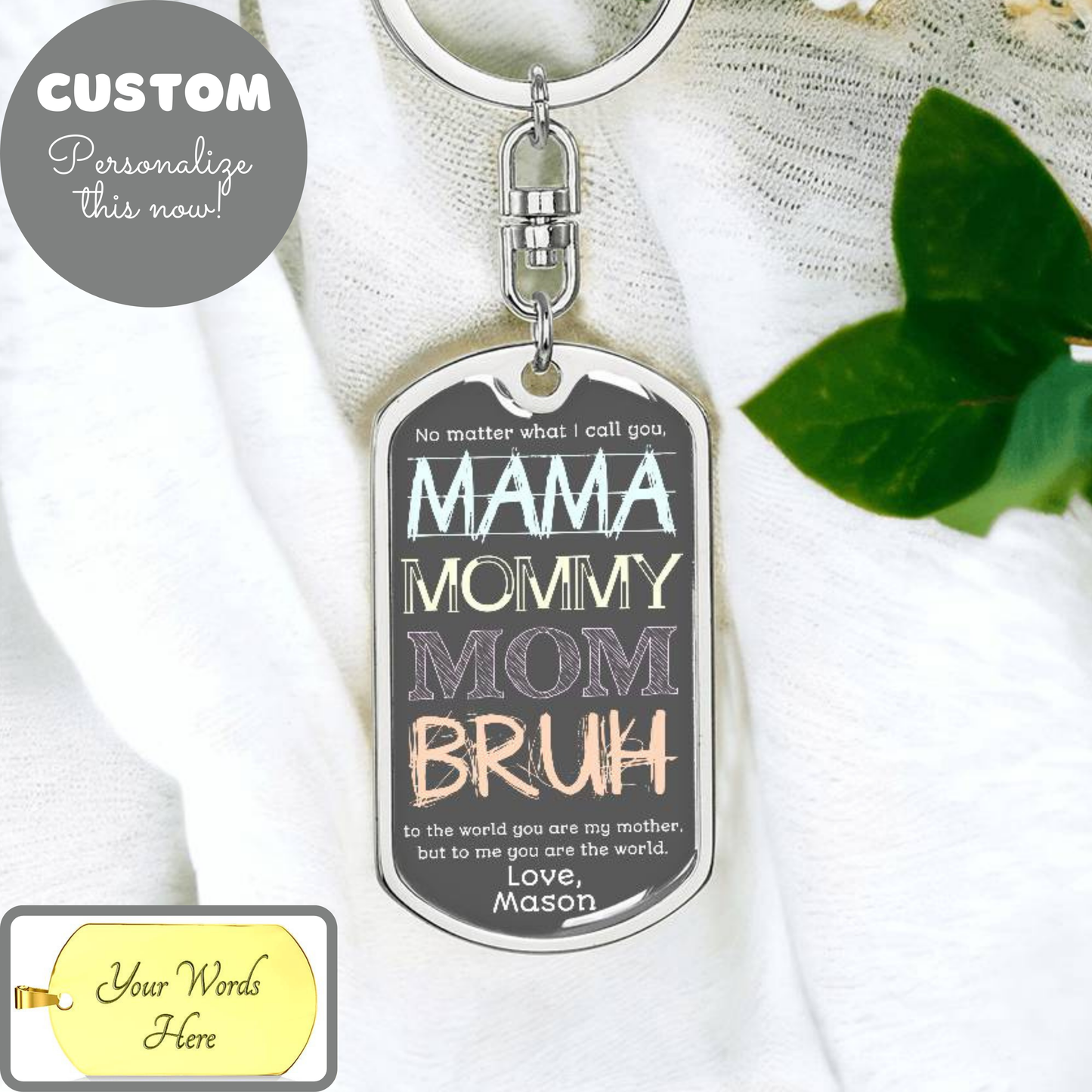 To Mom from Son | Mama Mummy Mom Bruh | Tween Teen Boy Mom Gift | Personalized Keychain, Engraving Option| Mother’s Day| Birthday from Kid