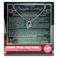 To OUR Amazing Daughter Lit Personalized Keepsake & Necklace Gift Bundle