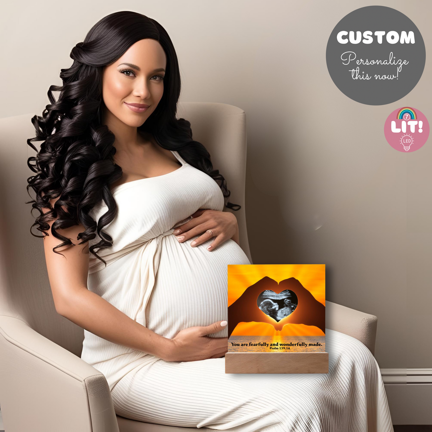 For Mom to Be or Baby| Wonderfully Made Psalm 139.14 Personalized Scan Sonogram Ultrasound Pic | Christian Gift Mother’s Day, Baby Shower, Christmas
