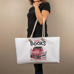 For Her Personalized Weekender Tote Bag Books are Addicted to Me | Book lover, Book worm, Friend, Bestie, Daughter, Niece, Aunt, Mom, Grandmother
