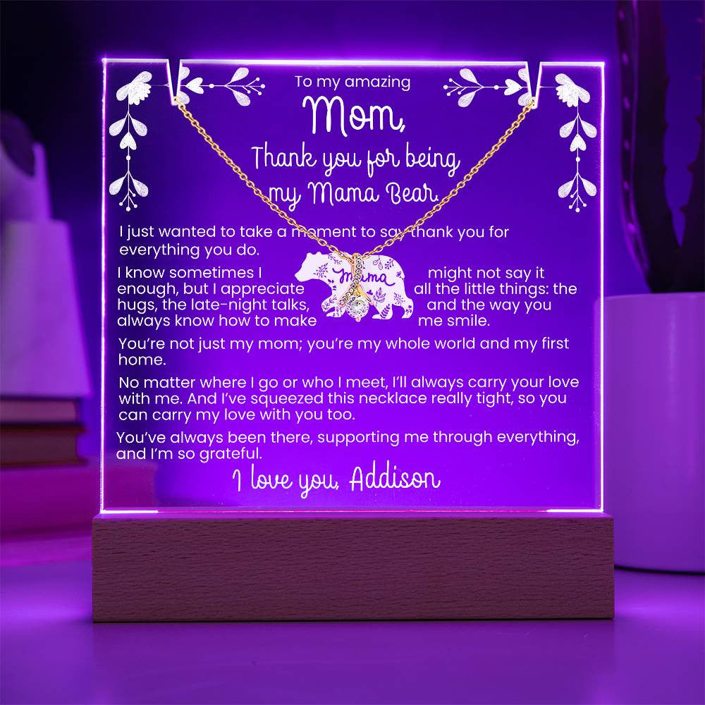 To my Mom Keepsake Light Message & Necklace Bundle