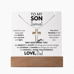 To MY or OUR Son - Personalized & Lit Keepsake bundled with Cross Necklace