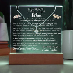 Like a Girl Lit Personalized Keepsake Message & Alluring Beauty Necklace Gift Bundle