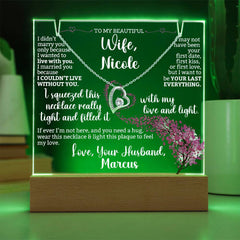 To my Wife Custom Keepsake Plaque & Necklace Gift Bundle