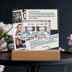 Mix Tape for your Love. Our Songs Personalized Acrylic Square Plaque.