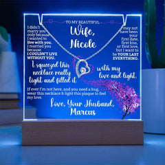 To my Wife Custom Keepsake Plaque & Necklace Gift Bundle