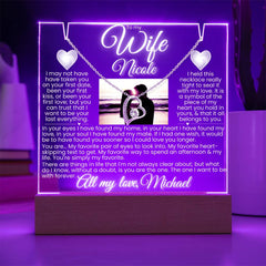 To my Wife Custom Photo Keepsake Plaque & Necklace Gift Bundle