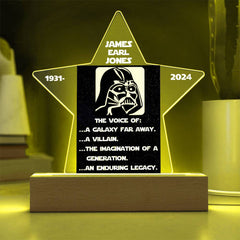 Keepsake Star LED Light - James Earl Jones In Memorium The voice of: a galaxy far away. a villain.the imagination of a . generation.an enduring legacy