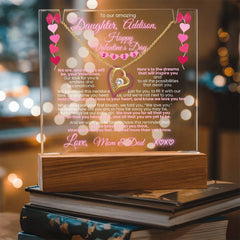 Valentine's Daughter Gift Bundle: Lit Personalized Keepsake & Gold Necklace